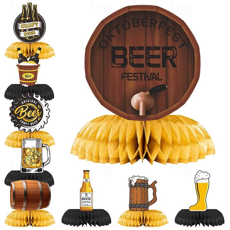 9 bucăți piese centrale pentru oktoberfest în fagure de miere, decorațiuni pentru oktoberfest, rechizite pentru petrecere, festivalul berii germane bavareze, decorațiuni pentru petrecere, oktoberfest, 2026 - $18.99 –P5