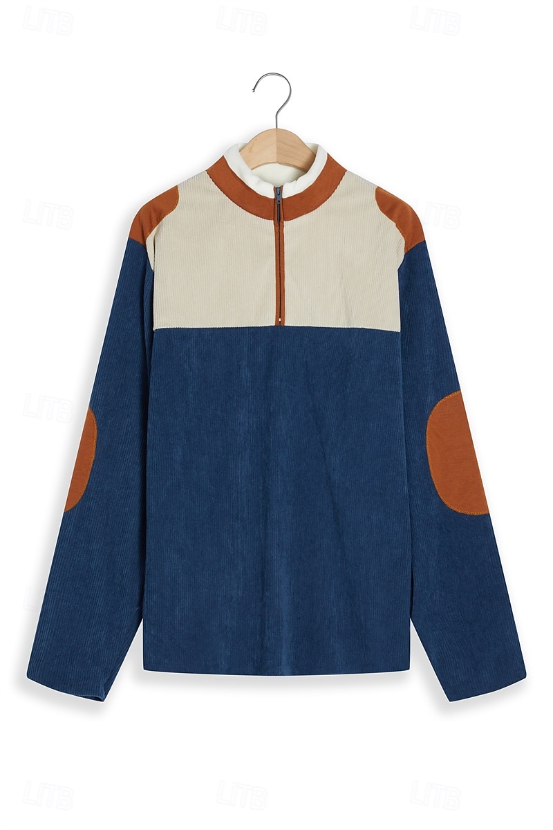Per uomo Felpa Felpa con zip Felpa di velluto a coste Nero Blu Marrone mezza cerniera Color Block Collage Sportivo Giornaliero Per eventi Vello Streetwear Informale Vello sottile Autunno inverno del 2025 a $27.99 –P3