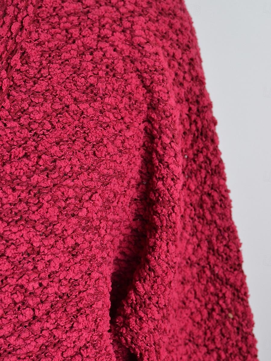 Dam Kofta Stylish Ensfärgat Tjock Öppen front Ficka Långärmad Långa toppar Sticka Arbete Svart Rodnande Rosa Vår Höst 2025 - $62.99 –P7