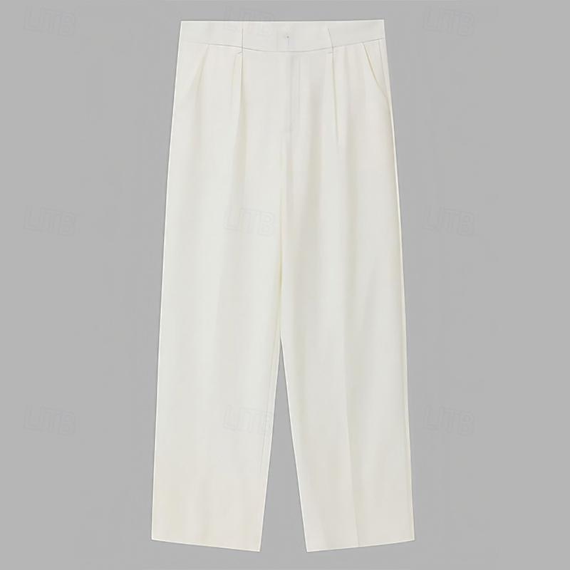 Voor heren Pakken Broek Wijde broek Vrijetijdsbroek Kostuumbroek Voorvak Recht been Effen Comfort Ademend Bruiloft Casual Dagelijks Modieus Basic Zwart Wit 2025 - $29.99 –P1