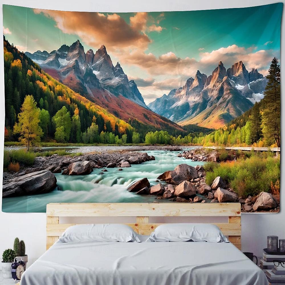natura wodospad skała wisząca gobelin krajobraz ściana sztuka duży gobelin mural wystrój fotografia tło koc kurtyna strona główna sypialnia dekoracja salonu 2025 - $16.99 –P9