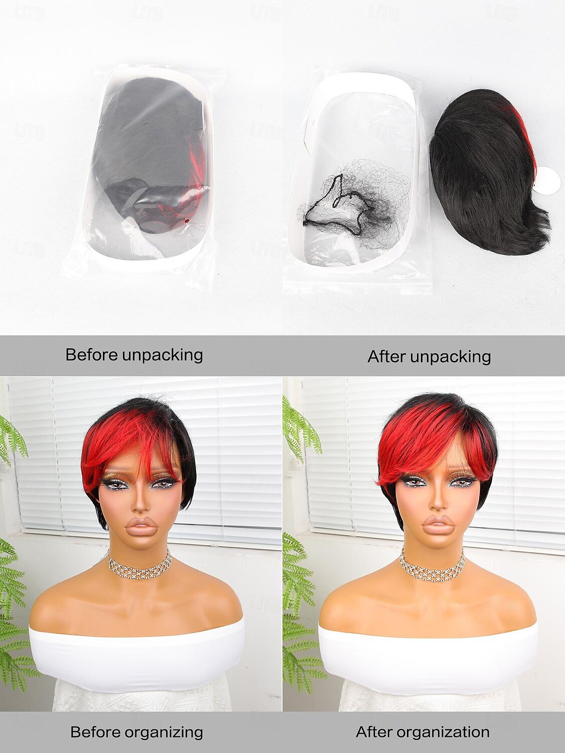 Synthetische pruiken Natuurlijk recht Korte bob Zijdeel Pruik 8 Zwart / Rood Synthetisch haar Dames Gemengde Kleur 2025 - $18.49 –P8