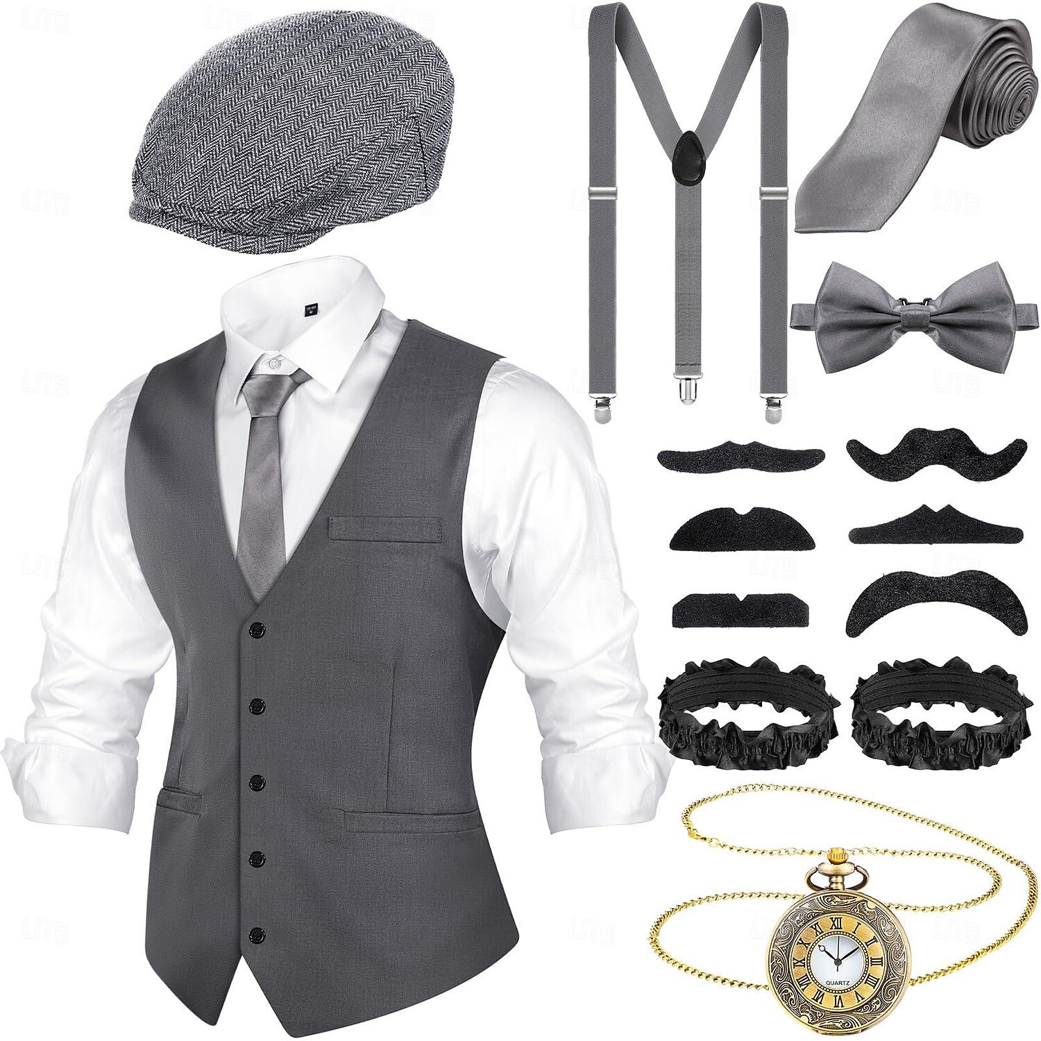 Retrò Vintage Anni Ruggenti Anni 1920 Abiti Gilet Cappello Panama Il grande Gatsby Charleston Gentiluomo Moda Per uomo Natale Halloween Carnevale Balli di fine anno Addio al Nubilato Festival Adulti del 2025 a $41.99 –P7