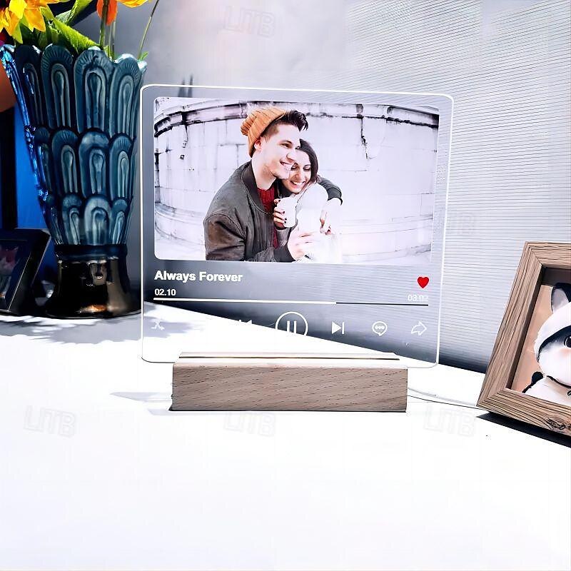 Personalized Light Up Photo Frame Custom Acrylic Song Plaque Night Light for Wedding Valentine's Day Mother Friends Gift Wedding Birthday Anniversary Lamp Gifts 2025 - $15.49 –P9
