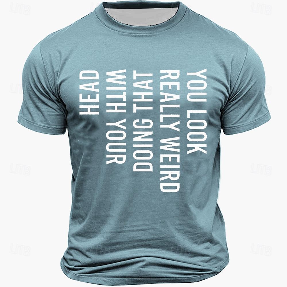 2025年 男性の短袖グラフィックTシャツ - 面白い頭の傾きユーモア「それを頭でやるのは本当に変だよ」Tシャツ  コレクション – $17.99 –P2