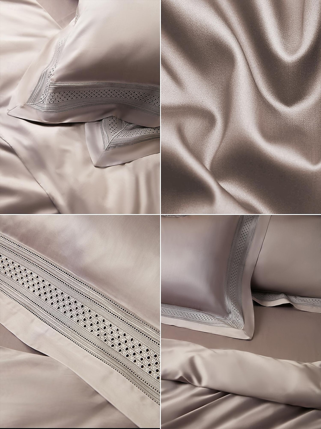 copripiumino in puro cotone pima al 100% 4 pezzi set supima 140-tc set di biancheria da letto in raso di seta morbido di lusso 1 copripiumino 1 lenzuolo piatto 2 federe del 2025 a $288.79 –P6