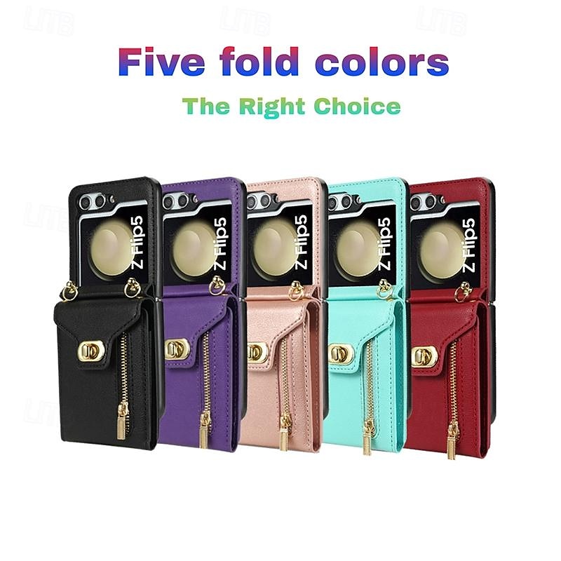 Phone Case For Samsung Galaxy Z Flip 6 Z Flip 5 Z Flip 4 Z Flip 3 Flip Cover Zipper with Lanyard Card Slot Retro PC PU Leather 2025 - $27.99 –P1