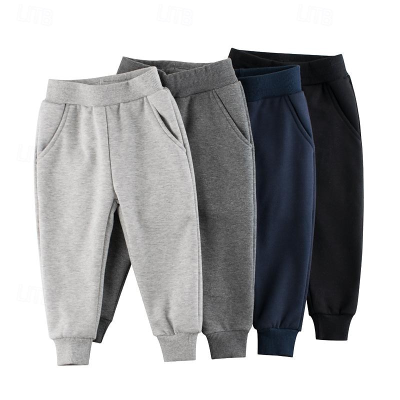 Pojkar 3D Ensfärgat Byxor Joggingbyxor Höst Vinter Aktiv Grundläggande Barn 4 år + Utomhus Sport Ledigt Normal 2025 - $16.49 –P1
