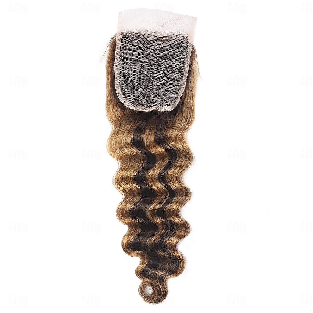 Loose Deep 3&1 Bundles With Closure Highlight P4/27# Human Hair Weaving With 4*4 Closures Pre-colored Brazilian Hair Extension 2025 - $245.19 –P6
