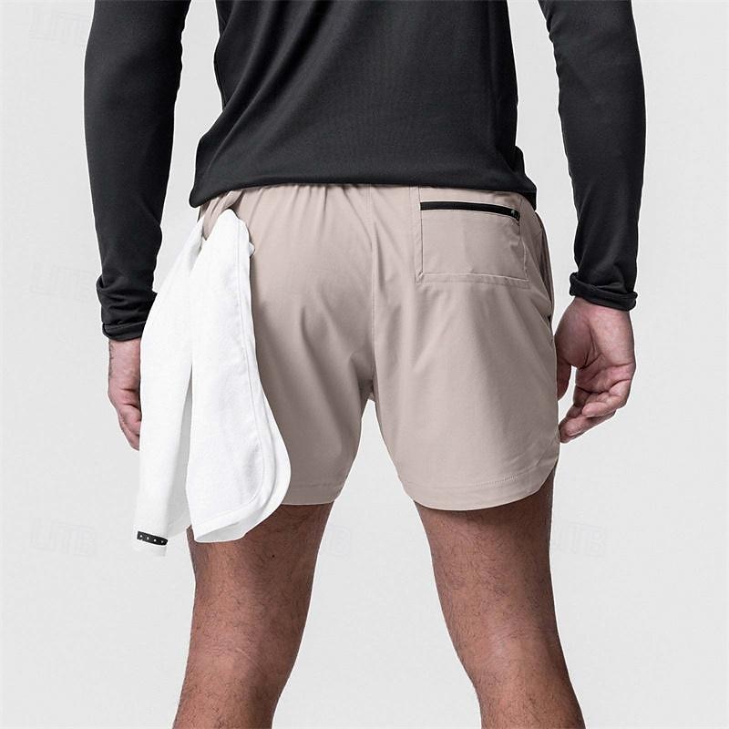 Hombre Pantalones Cortos Running Shorts de gimnasio Pantalones de chándal Correa Bolsillo con forro de compresión Cintura elástica Bermudas Interior Exterior Deporte Verano Secado rápido Ligero Suave 2026 - $16.49 –P7