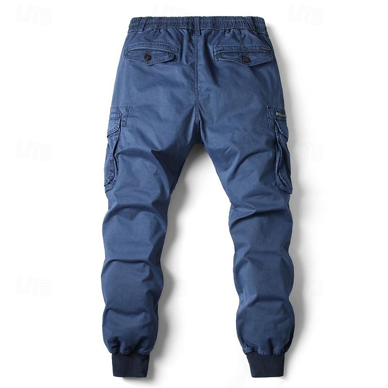 Men's Cargo Pants Cargo Trousers Joggers Trousers Drawstring Elastic Waist Multi Pocket Plain Breathable Outdoor Full Length Casual Daily Going out Casual Tactical Black Royal Blue Micro-elastic 2025 - $34.99 –P3