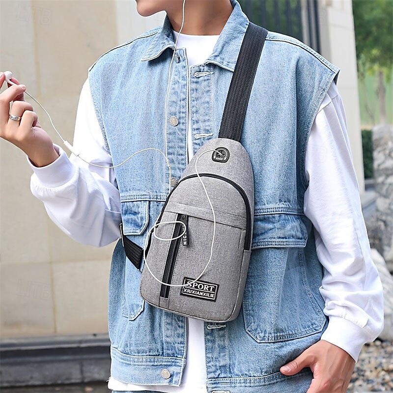 Men's Crossbody Sling Bag with USB Charging Port - Large Capacity, Multi-Pocket Back to School Shoulder Bag 2025 - $11.99 –P3