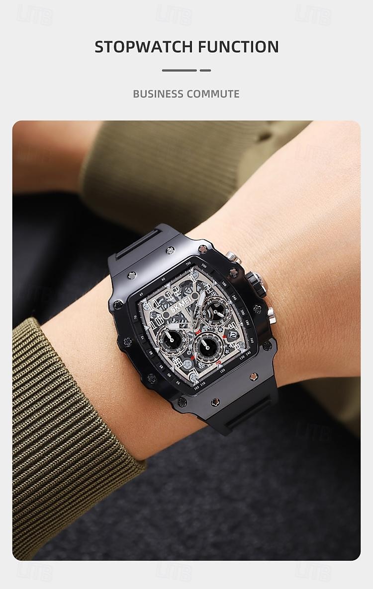 SKMEI Men Quartz Watch Outdoor Fashion Casual Wristwatch Stopwatch Countdown Calendar Waterproof Silicone Gel Watch 2026 - $42.99 –P3