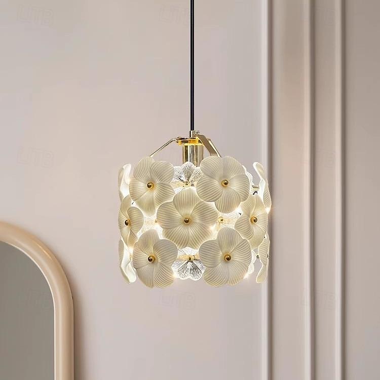 Luz pendente estilo francês flor romântica lâmpada corpo cristal/abajur de vidro luz suspensa 80in luminárias de fio pendente ajustável teto alto para quarto sala de estar luminária pendente de 2026 por $172.99 –P8