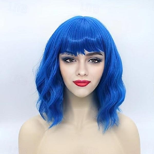 koningsdag pruiken pruik voor vrouwen pastel losse golvende pruik met pony schouderlengte bob synthetische cosplay pruik voor meisjes kleurrijke kostuumpruiken 2025 - $18.49 –P2
