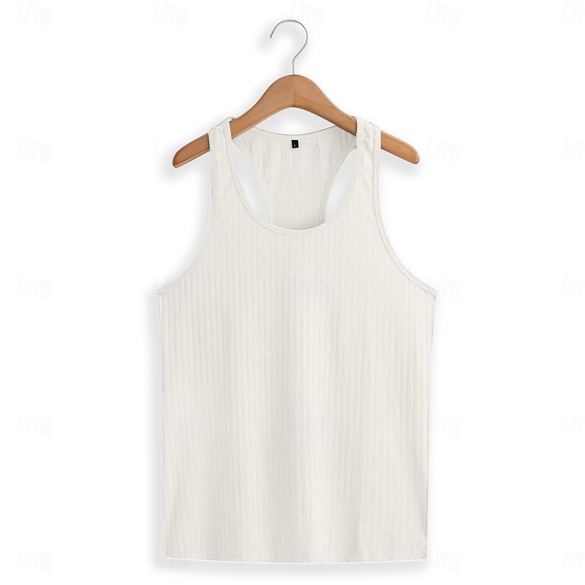 Per uomo Canotta Maglietta smanicata Canottiera Maglietta senza maniche Senza Maniche Collo a U Estate Primavera A righe Moda Streetwear Interno Palestra Sport Nero Bianco Blu marino scuro Maglietta del 2026 a $16.49 –P8