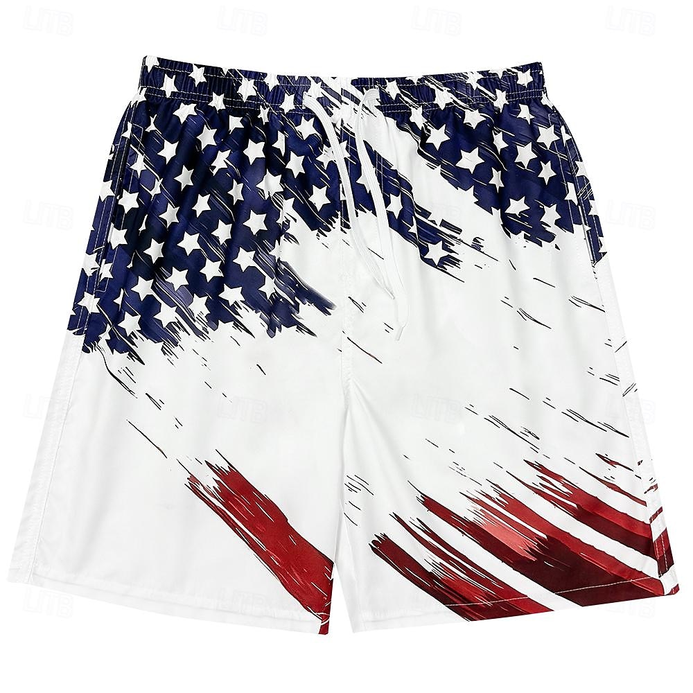 Herren Fahne Amerikanische Flagge Nationalflagge Badeshorts Boardshorts Badeshorts Shorts Kurze Hosen Mittlere Taillenlinie Modisch Strassenmode Hawaiianisch Casual Täglich Festtage Tasche Kordelzug 2025 - $22.99 –P9