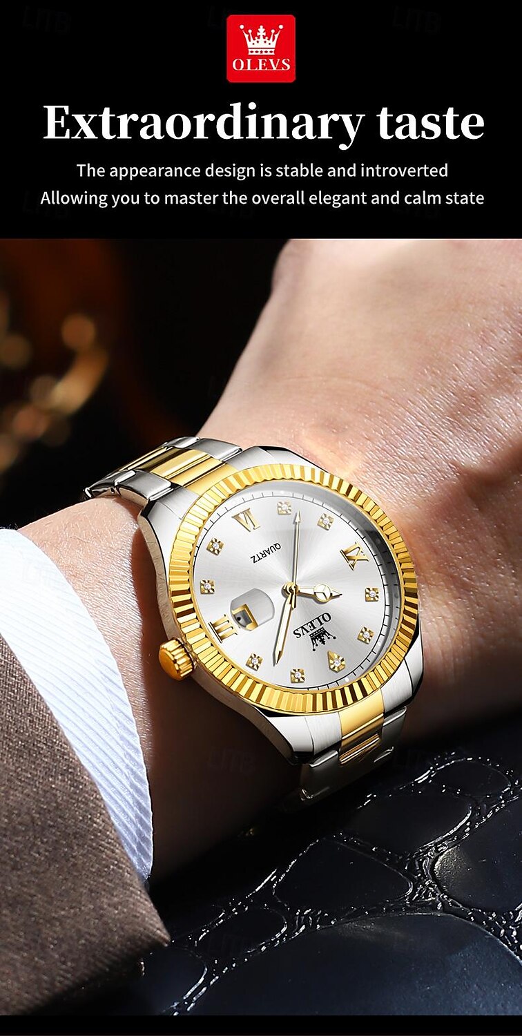 OLEVS Men Quartz Watch Fashion Business Wristwatch Luminous Calendar Waterproof Decoration Steel Watch 2025 - $27.99 –P9