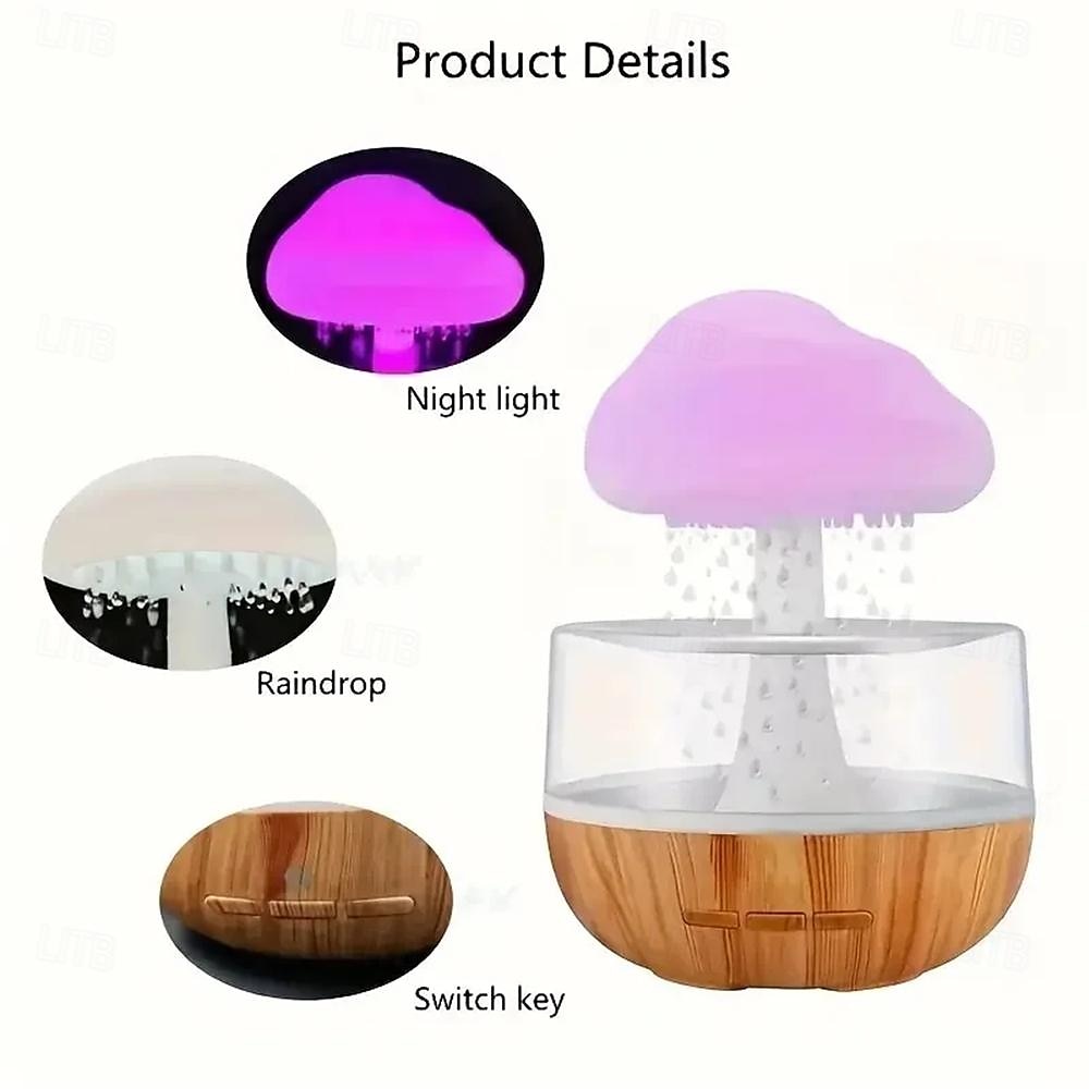 USB Rechargeable Mushroom Rain Cloud Humidifier 7 LED Light Droplet Essential Oil Diffusers Rain Cloud Night Light Sleep Light Room Small Night Light Living Room Decorative Light  1PC 2025 - $45.99 –P6