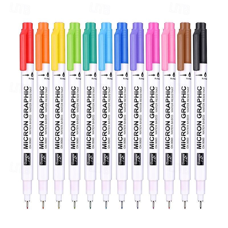 penna a linea penna a inchiostro a asciugatura rapida penna fineliner in plastica con punta micro materiale scolastico penna per schizzi penna colorata 12 pz del 2025 a $20.99 –P6