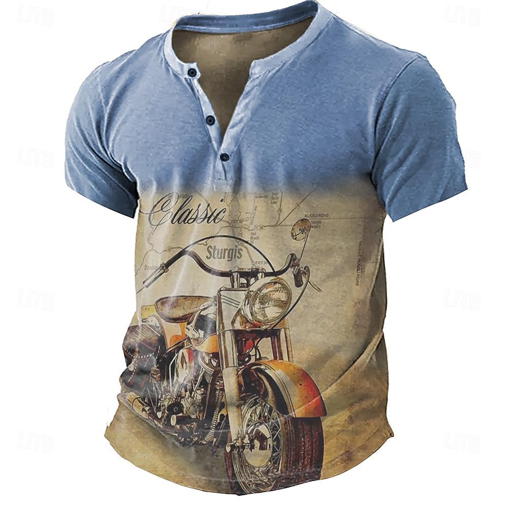 Men's Cowboy T Shirt Henley Shirt Short Sleeve 3D Print Designer Retro Vintage Western Style Casual Daily Street Summer Spring Blue Orange Khaki Henley Henley T-Shirt 2026 - $22.99 –P5
