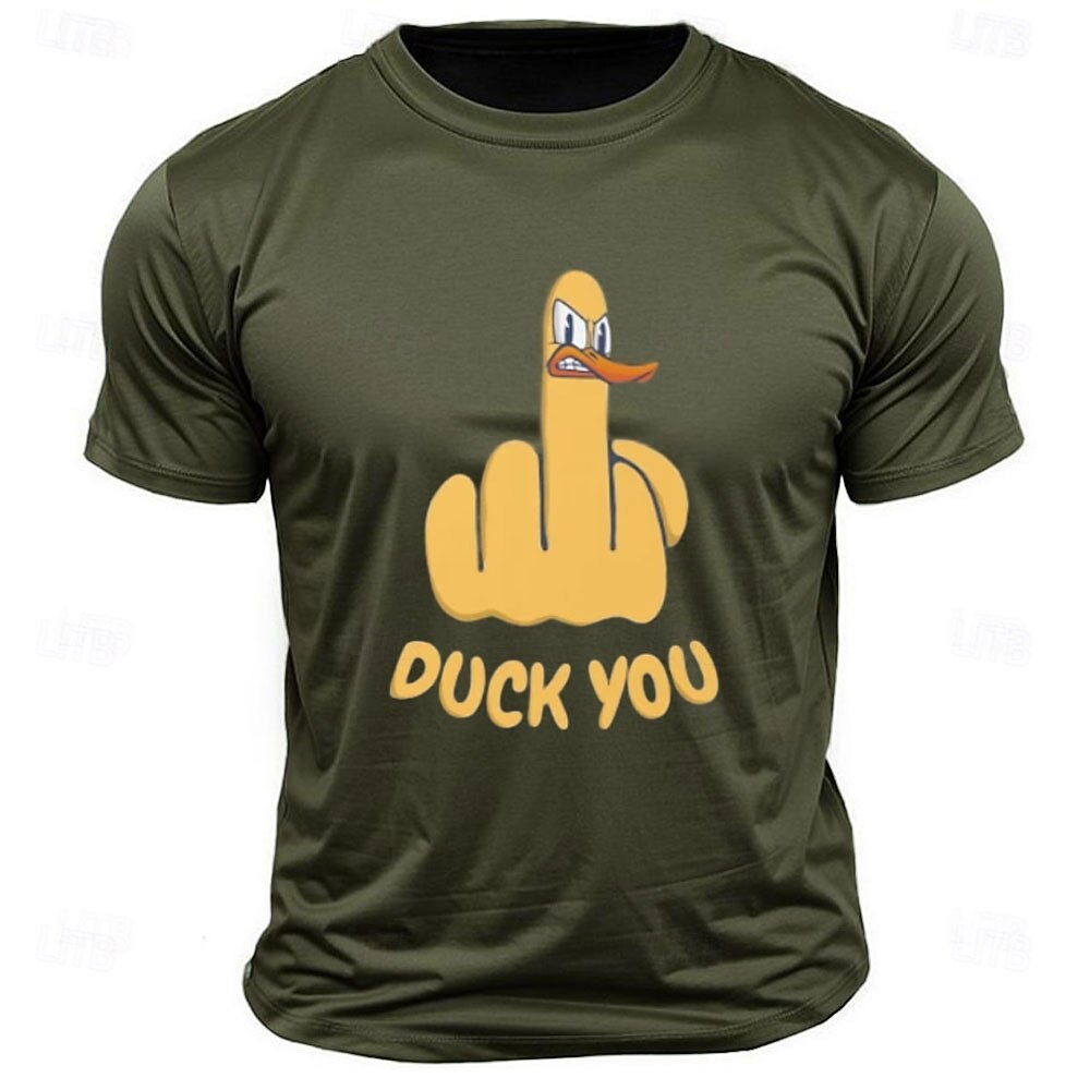 Herr Bokstavstryck Rolig Anka T-shirt T-tröja 100 % bomull Kortärmad Grafisk Skjorta Svart Mörkgrå Armégrön Bekväm t-shirt Gata Utomhussport Modedesignerkläder 2026 - $17.49 –P3