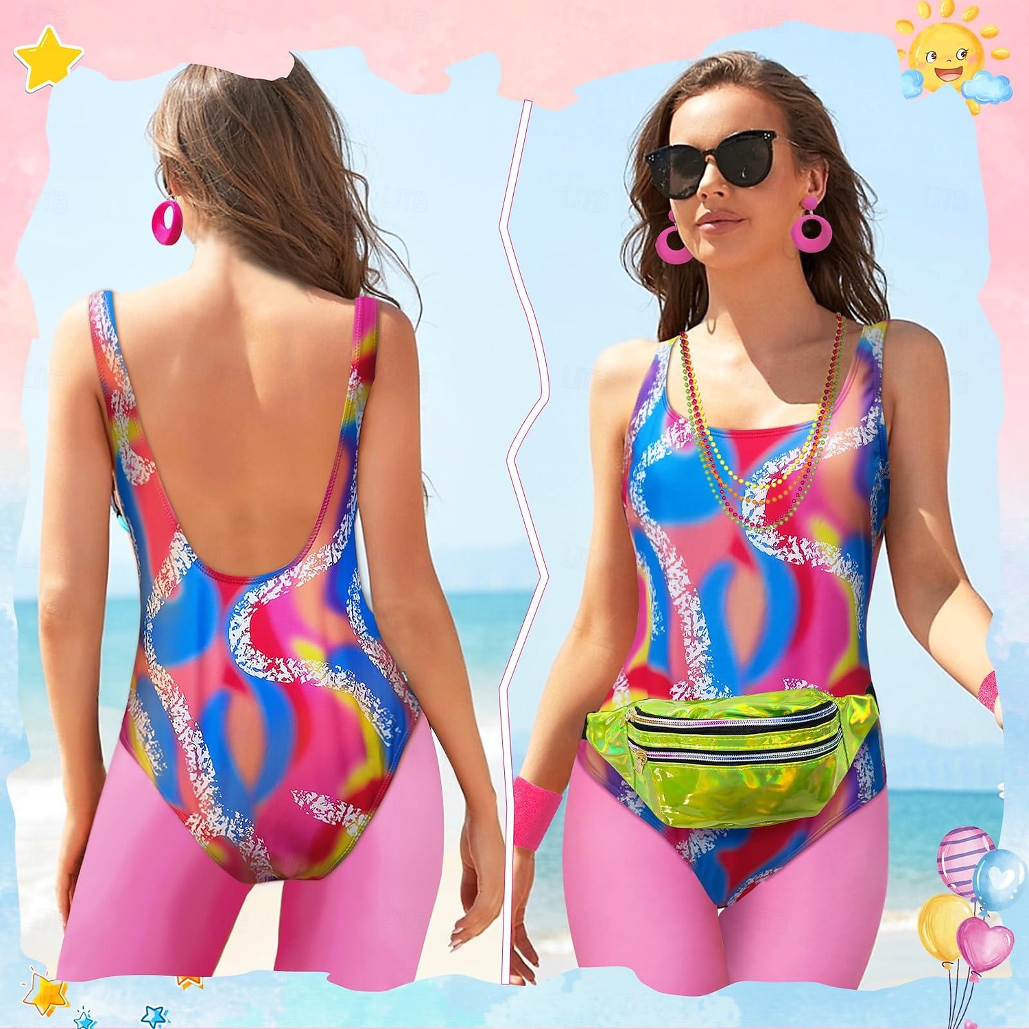 Ретро В стиле 1980-х Тренировка Инвентарь Леггинсы Набор аксессуаров Маскарадный костюм Жен. Маскарад Для вечеринок На каждый день Парад гордости Взрослые Кофты Брюки Сумки Все сезоны 2026 - $46.99 –P1