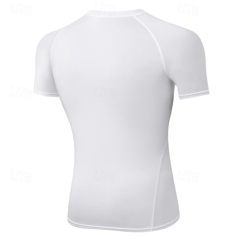 Men's Compression Shirt Athletic Shirt Gym Shirt Fitness Shirt Short Sleeve Tee Tshirt Casual Athleisure Breathable Quick Dry Soft Fitness Gym Workout Running Sportswear Activewear Black White Red 2025 - $12.39 –P4