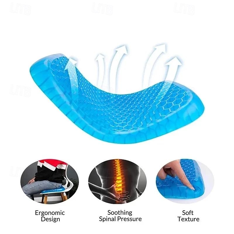 Gel Seat Cushion Cooling Thick Big Breathable Honeycomb Gel Cushion Absorbs Pressure Points With Non-Slip Cover Wheelchair 2025 - $16.99 –P5