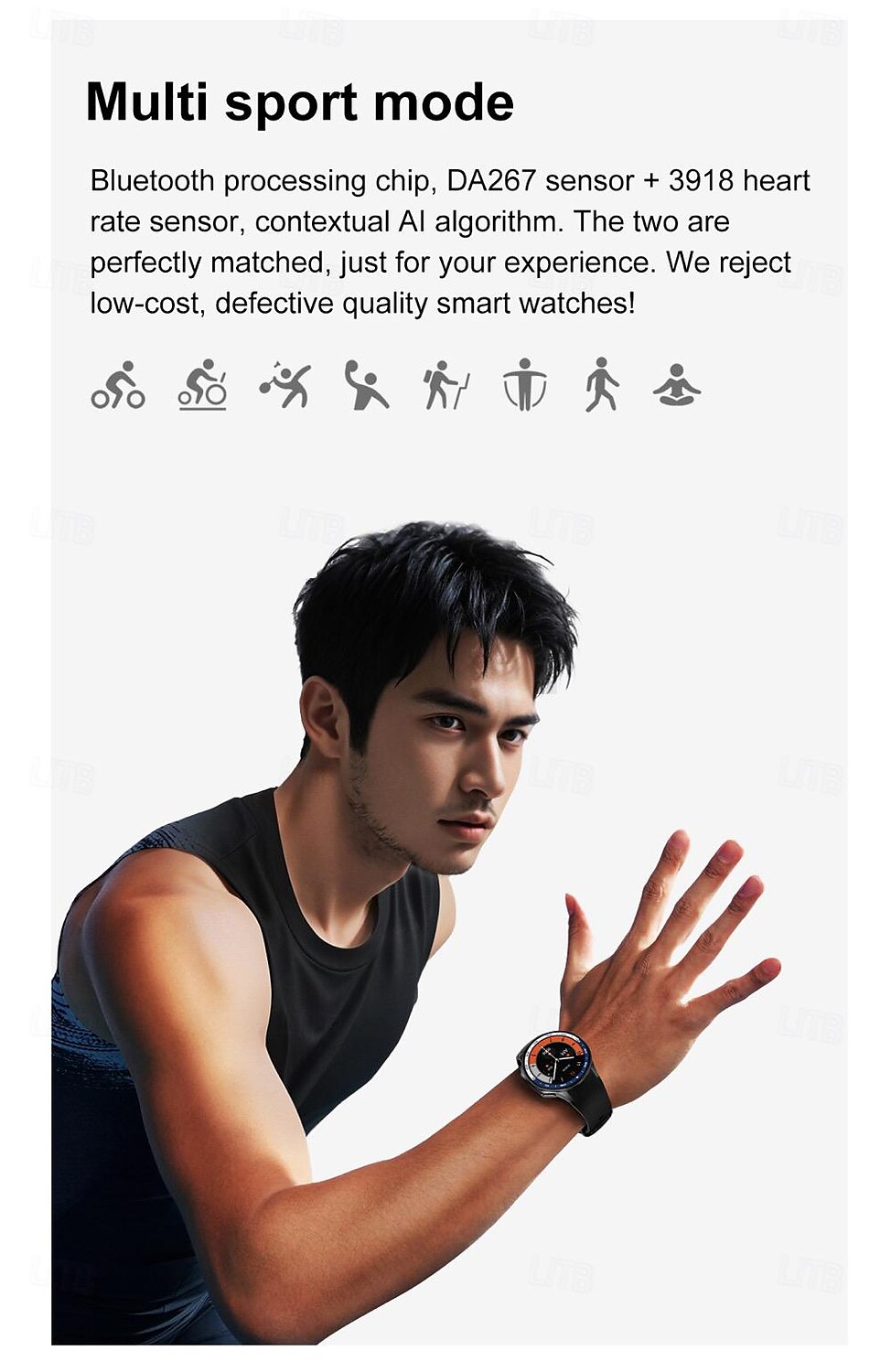 696 DTWatchX Montre intelligente 1.43 pouce Smartwatch Montre Connectée Bluetooth Podomètre Rappel d'Appel Moniteur de Sommeil Compatible avec Android iOS Femme Hommes Mode Mains-Libres Rappel de de 2025 ? $62.99 –P15