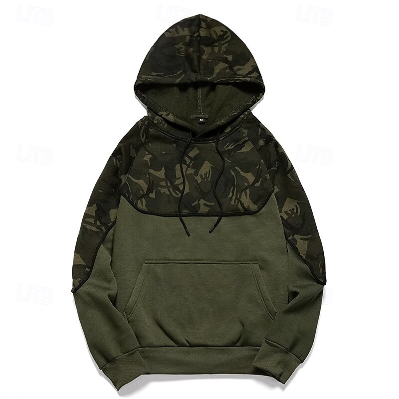 Herr Huvtröja Svart Armégrön Huva Färgblock Kamuflasje Lappverk Ficka Sport & Utomhus Dagligen Helgdag Streetwear Grundläggande Ledigt Vår & Höst Kläder Pull Tröjor 2025 - $26.99 –P5