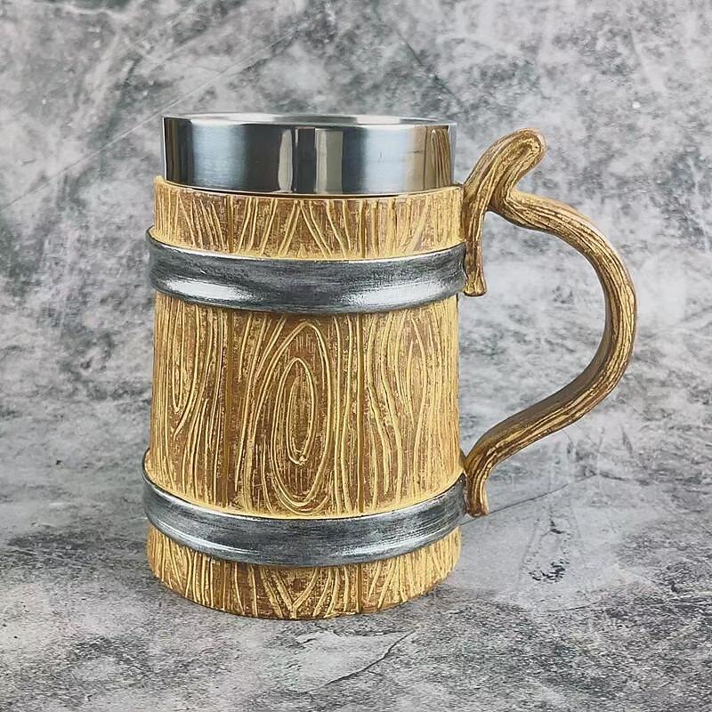 1pc Antique Viking Beer Mug - Wooden Barrel Cup with Stainless Steel Liner - Perfect Gift for Beer Lovers 2025 - $32.99 –P7