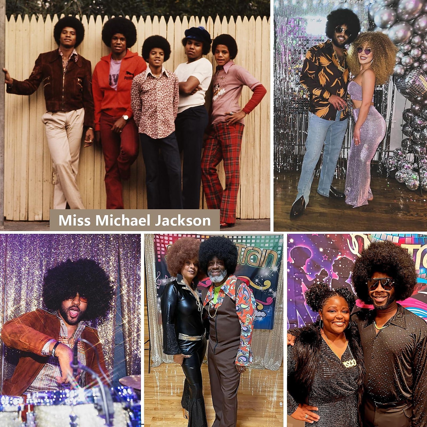 Włosy Afro Rock Disco z lat 70. dla Mężczyzn i Kobiet Bez Kleju Włosy do Noszenia i Wyjścia Krótkie Afro Kręcone Karnawałowe Syntetyczne Włosy na Codzienną Imprezę na Halloween 2025 - $17.99 –P3