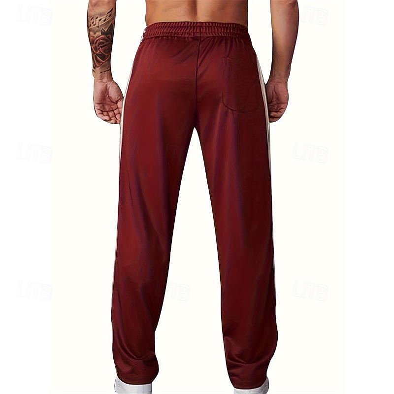 Men's Sweatpants Trousers Straight Leg Sweatpants Patchwork Pocket Elastic Waist Color Block Comfort Sports Outdoor Daily Fashion Casual Black Wine Micro-elastic 2025 - $21.99 –P10