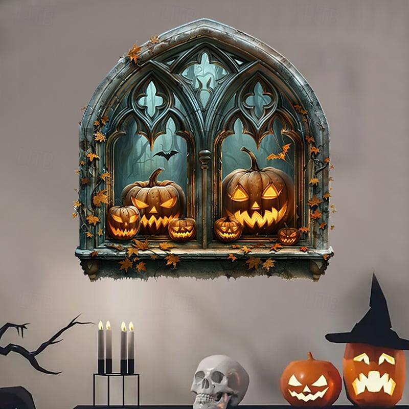 halloween horror hole tökfejes falmatricák - öntapadó vízálló matricák parti dekorációhoz, ajtókhoz és ablakokhoz 2025 - $7.99 –P2