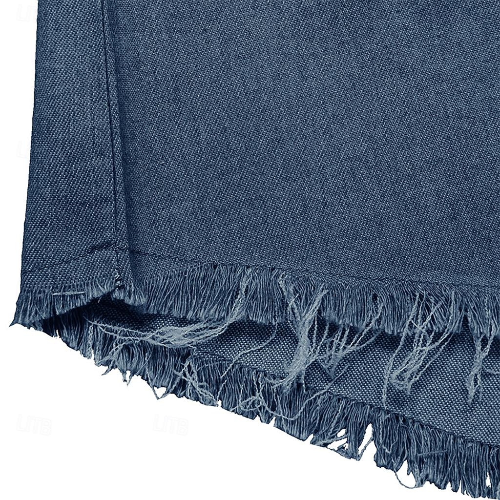 Męskie Koszula Koszula Chambray Koszula Calico Letnia koszula Dżinsowa koszula Granatowy Ciemnoniebieski Jasnoniebieski Krótki rękaw Jednokolorowe Stójka Codzienny Święto Ściągana na sznurek Odzież 2026 - $24.99 –P8