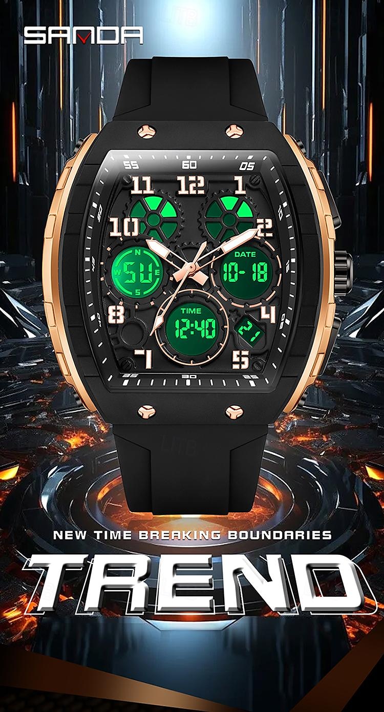 SANDA Men Digital Watch Outdoor Sports Fashion Wristwatch Luminous Stopwatch Alarm Clock Countdown Silicone Gel Watch 2025 - $29.99 –P1