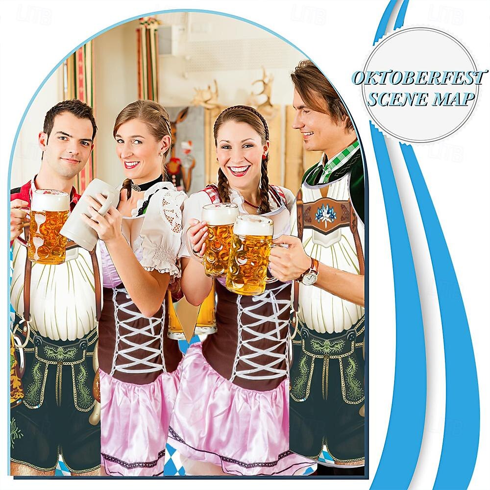 páry 2ks oktoberfest pivní zástěra dirndl trachtenkleider potisky legrační kostým oktoberfest pár bavorský kostým tradiční styl wiesn karneval látková zástěra halloween karneval 2025 - CAD $11.99 –P6