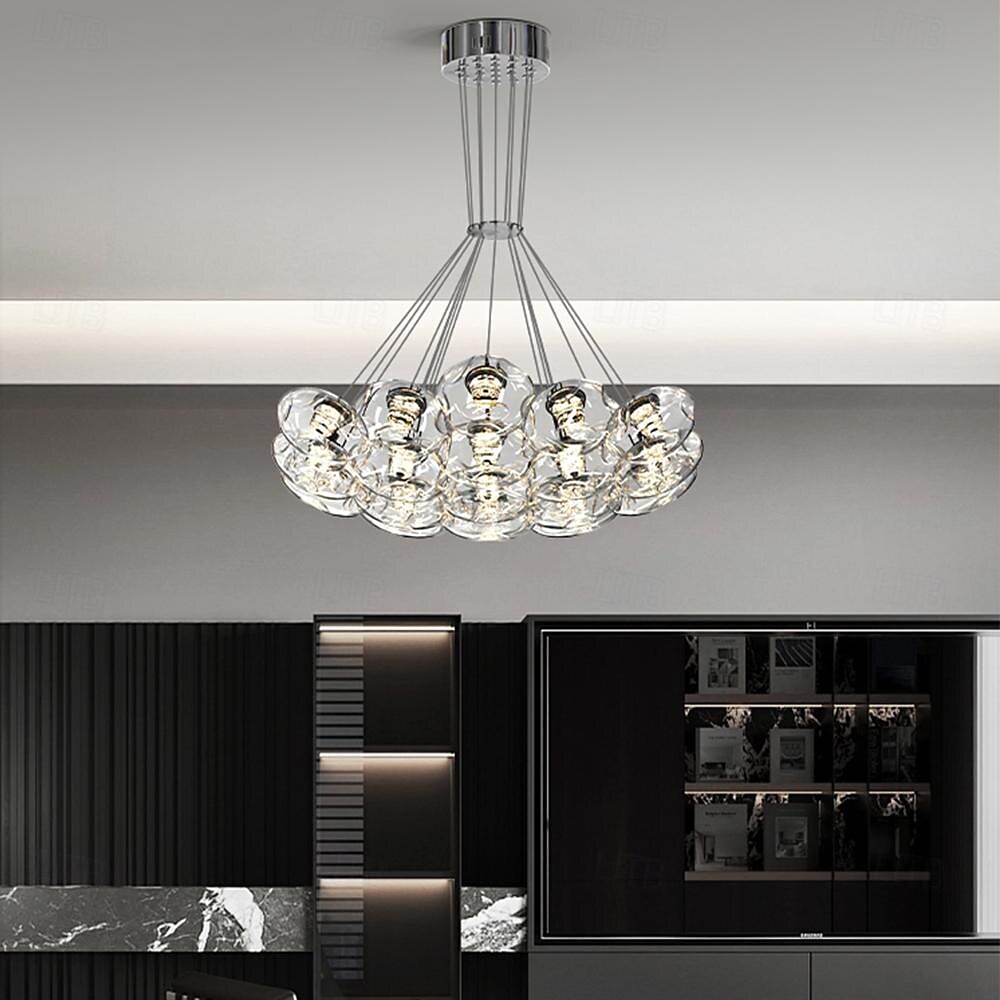 LED Pendant Light Warm White Glass 35/50/65cm 7/13/19-Light Gypsophila Geometrical Stainless Steel Glass Acrylic Hanging Lamp Living Room Art Design Indoor Bedroom Suspension Lighting Restaurant 110-240V 2025 - $549.99 –P2