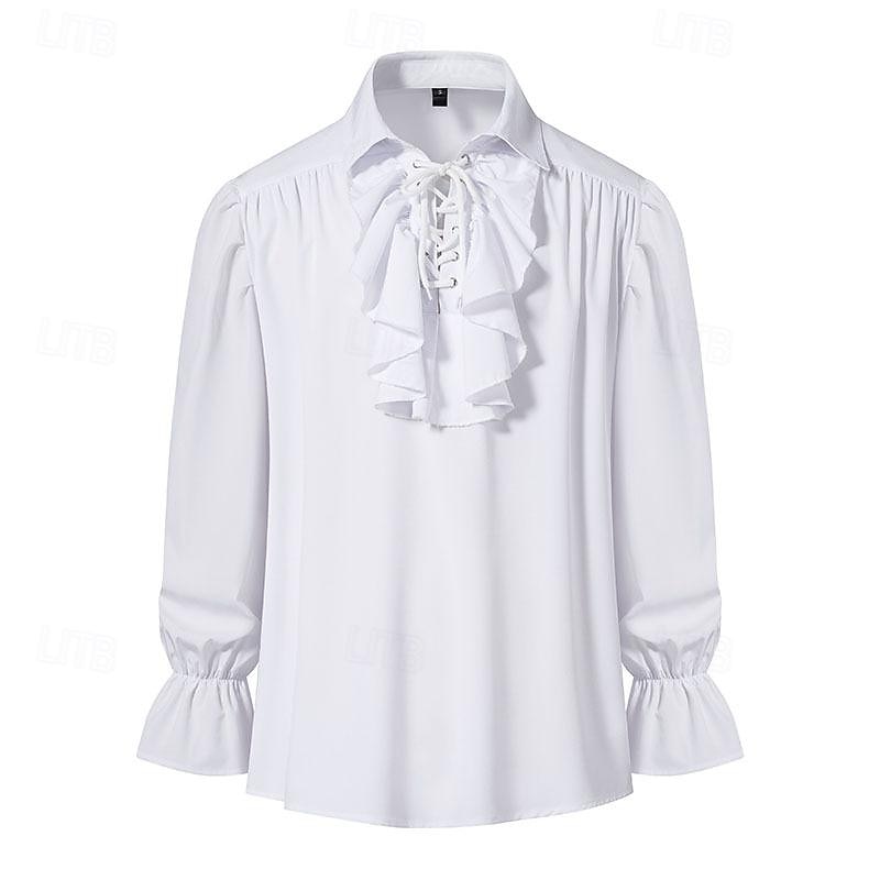 Punk og gotisk Kostymer i middelalderstil Renessanse Bluse / Skjorte Pirat Knekt Helfarge Kostyme Herre Pirat fantasi Royal Maskerade Ytelse Fest Maskerade Voksne Trøye 2026 - $12.49 –P5