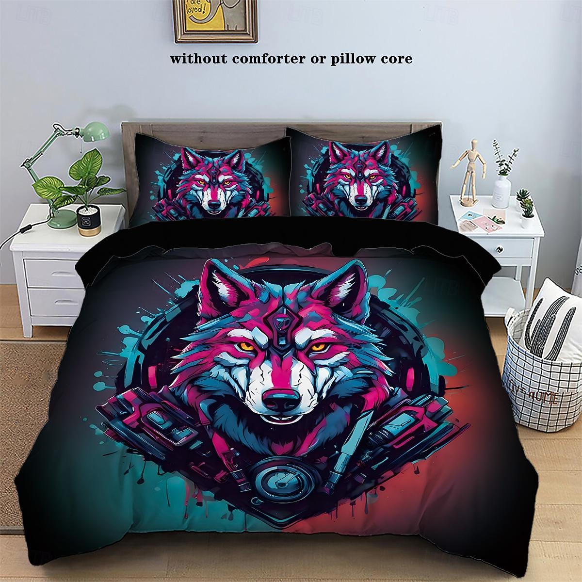 Cyberpunk Style Sci-Fi Animal Duvet Cover Set Includes Duvet Cover and Pillowcases Futuristic and Vibrant Design Soft and Durable Fabric Perfect for Adding an Edgy Touch to Your Bedroom Decor 2025 - $41.99 –P12