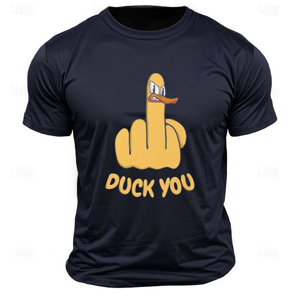 Herr Bokstavstryck Rolig Anka T-shirt T-tröja 100 % bomull Kortärmad Grafisk Skjorta Svart Mörkgrå Armégrön Bekväm t-shirt Gata Utomhussport Modedesignerkläder 2026 - $17.49 –P2
