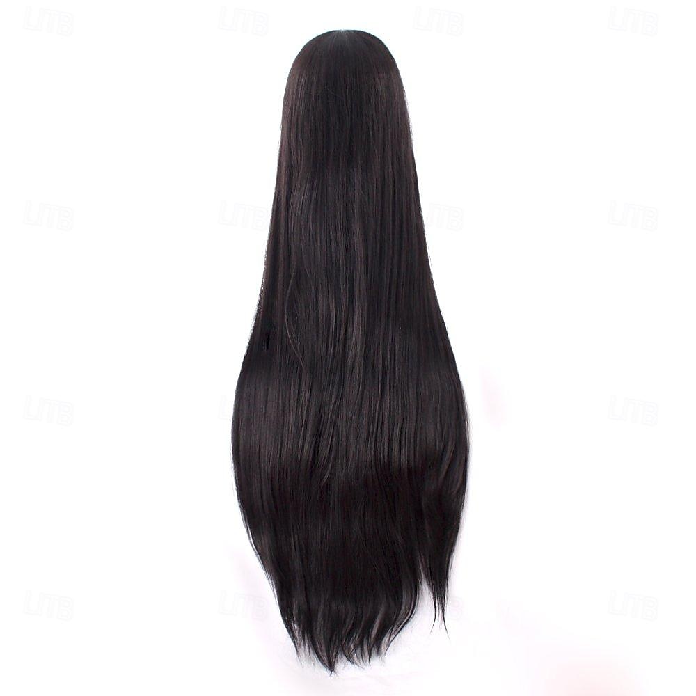 Peruca de Cosplay Longa Lisa com Franja Obliqua de 40 Polegadas 100 cm Perucas de Festa de Halloween de 2025 por GBP £10 –P3
