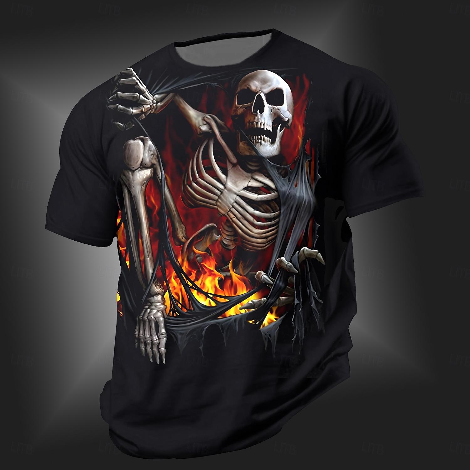 Men's Skull T shirt Short Sleeve T shirt 3D Print Crew Neck Shirt Punk Cool Designer Street Daily Sports Red Blue Orange Summer Spring Clothing Apparel S M L XL 2XL 3XL 2025 - $17.99 –P1