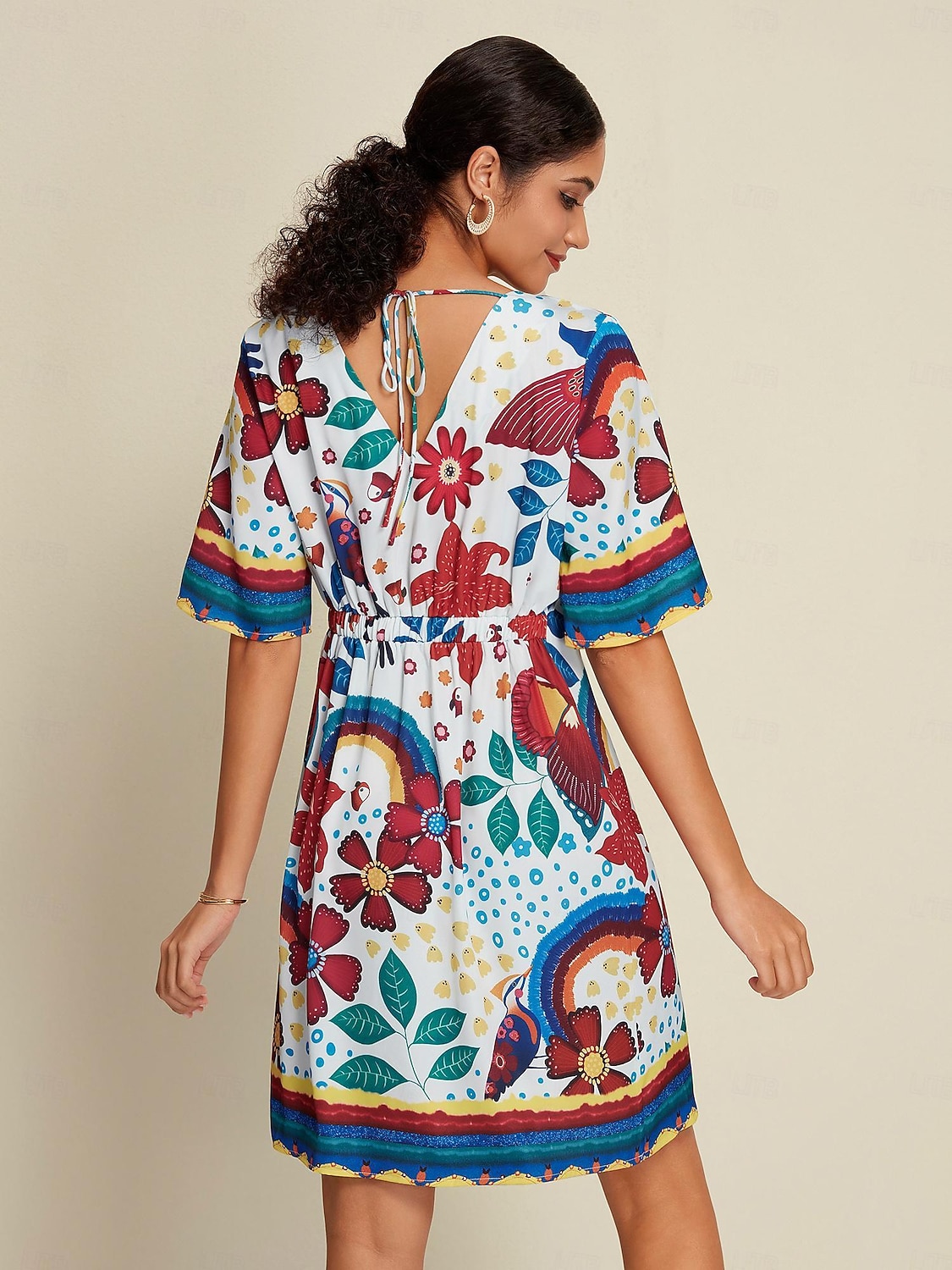 Mujer Vestido Estampado Mini vestido Blanco Media Manga Flores Estilo Floral Estampado Verano Escote en Pico Vestidos XS S M 2026 - $79.99 –P3