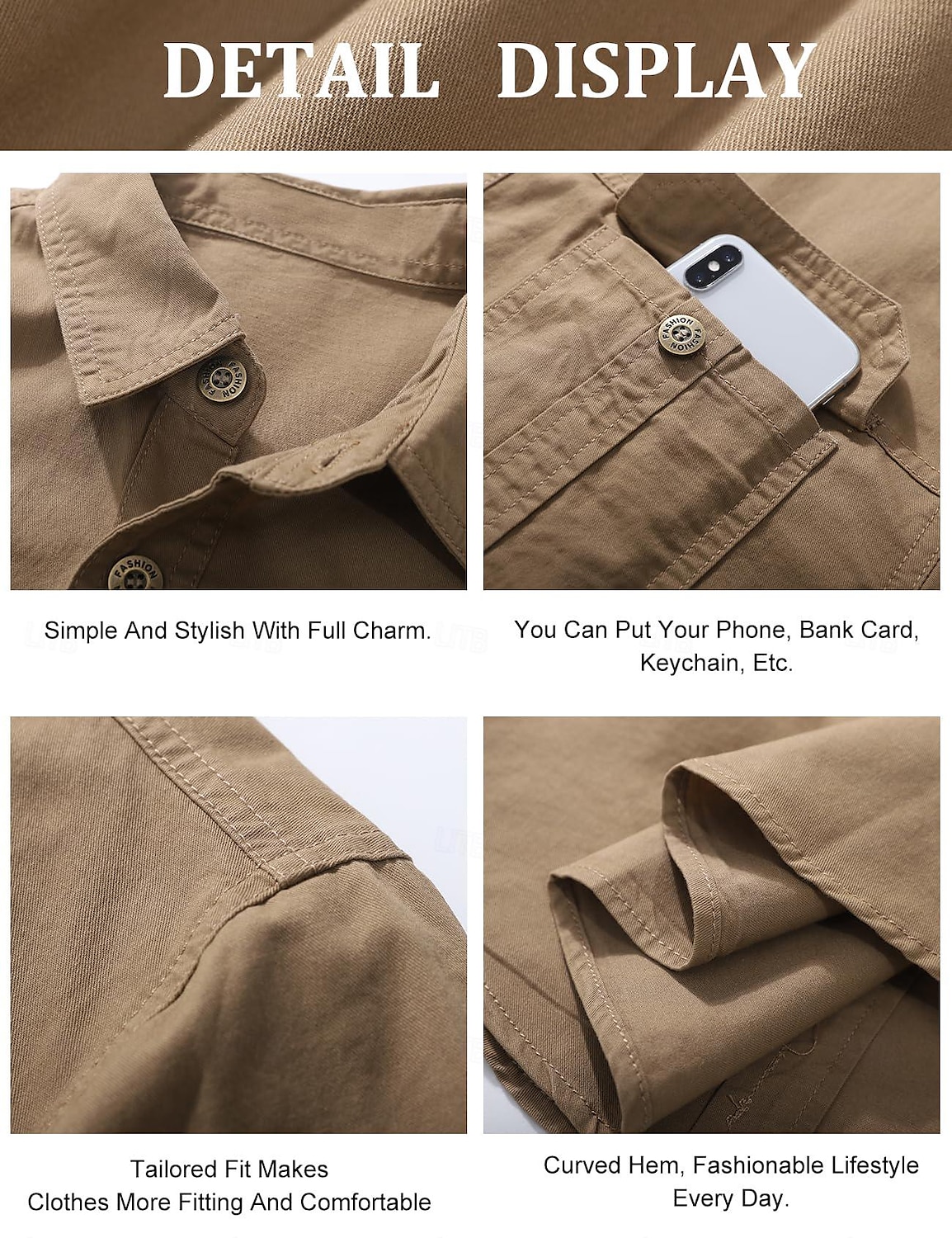 Herren Hemd Knopfhemd Lässiges Hemd Cargo-Shirt Schwarz Marineblau Königliches Blau Orange Grün Kurze Ärmel Glatt Umlegekragen Urlaub Ausgehen Button-Down Bekleidung Stilvoll Moderne zeitgenössische 2026 - $26.99 –P3