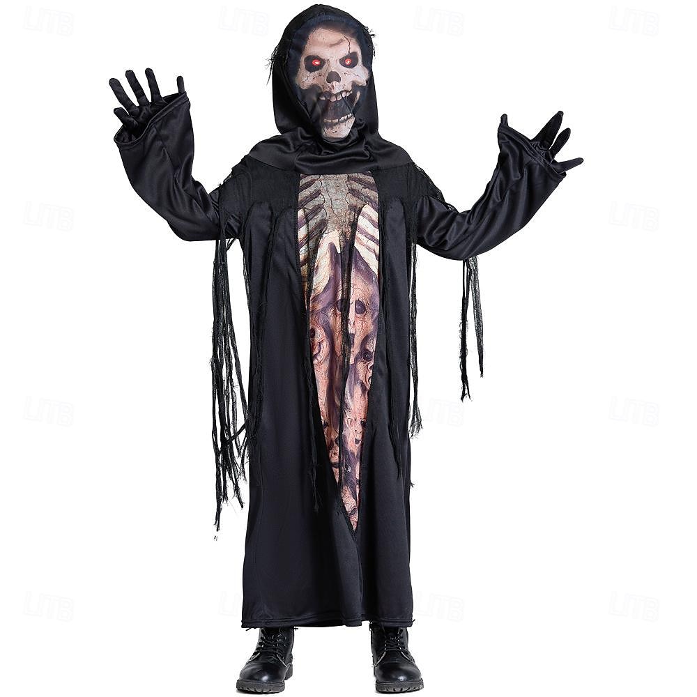 Duch Smrtka předvečer Všech svatých Cosplay kostým Kostým na Večírek Maškarní Úbory Strašidelný kostým Dětské Chlapecké Dívčí Karneval Plesová maškaráda Mardi Gras Výkon Párty předvečer Všech svatých 2025 - $25.99 –P1