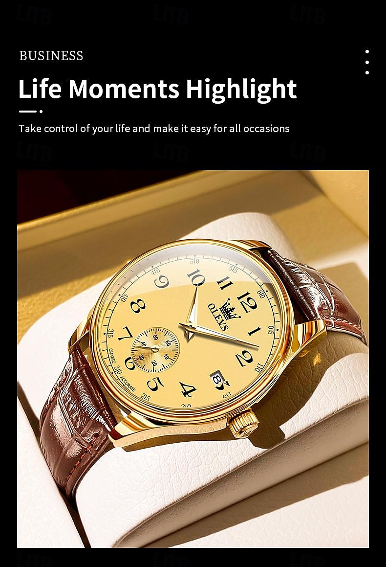 OLEVS Мужчины Кварцевые Минималистский Мода Наручные часы Светящийся Календарь ЗАЩИТА ОТ ВЛАГИ Украшение Кожа Часы 2026 - $28.99 –P14