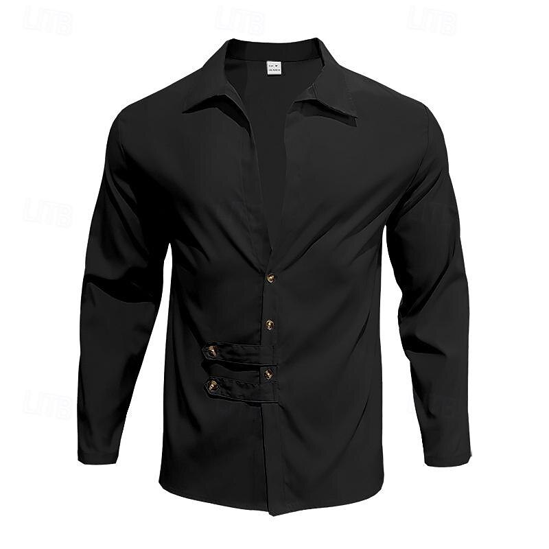 Herren Hemd Sommerhemd Freizeithemd Strandhemd Schwarz Weiß Armeegrün Grau Leicht Blau Langarm Einfach Revers Urlaub Hawaiianisch Button-Down Bekleidung Polyester Mode Lässig Bequem 2025 - $26.99 –P9