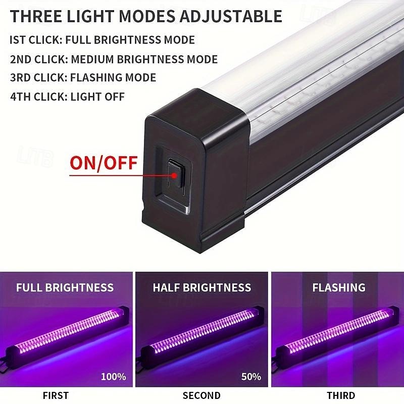 2pcs USB UV LED Blacklight Bar 28cm High Intensity - 385-400nm Ultra Violet Light Effect for Halloween Club Party Disco Stage Lighting - Low Voltage 5V with On/Off Switch, Non-Waterproof 2025 - $15.99 –P7